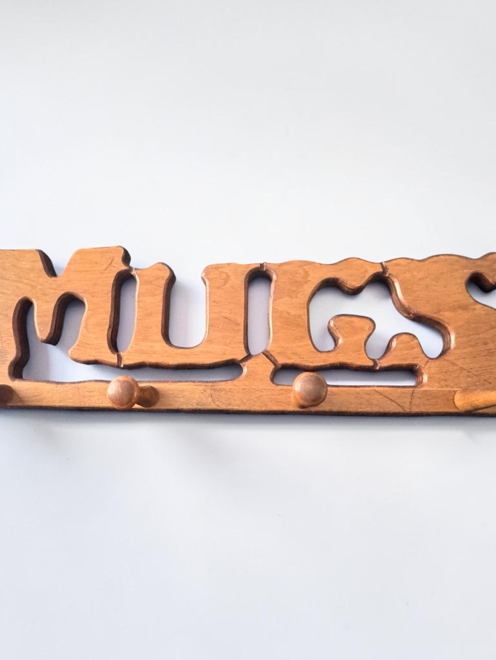 Vintage Handcrafted Wooden MUGS Wall Rack by Roger Beebe – Folk Art Mug Holder